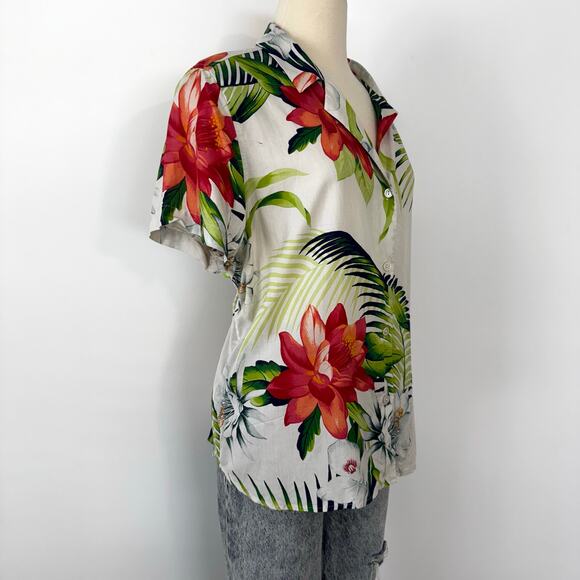 Tommy Bahama Silk Camp Shirt Button-Down Hibiscus Tropical | XL - Picture 4 of 9